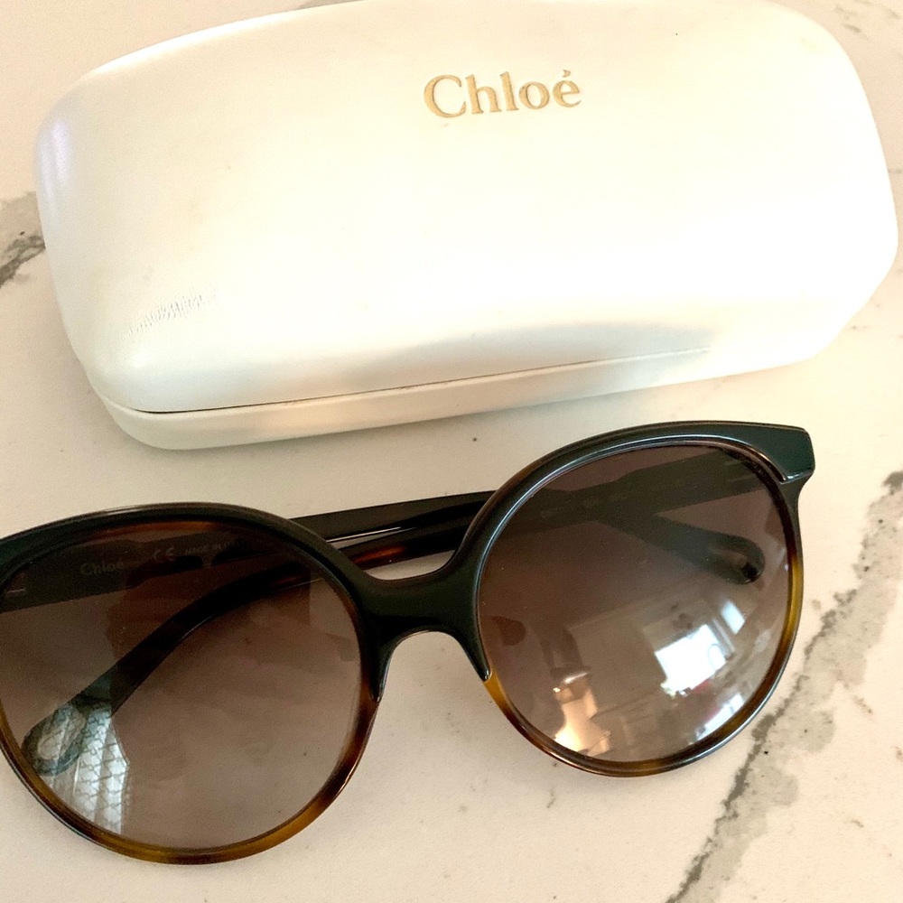 Semi-Tortoise Shell Oversized Chloe Sunglasses